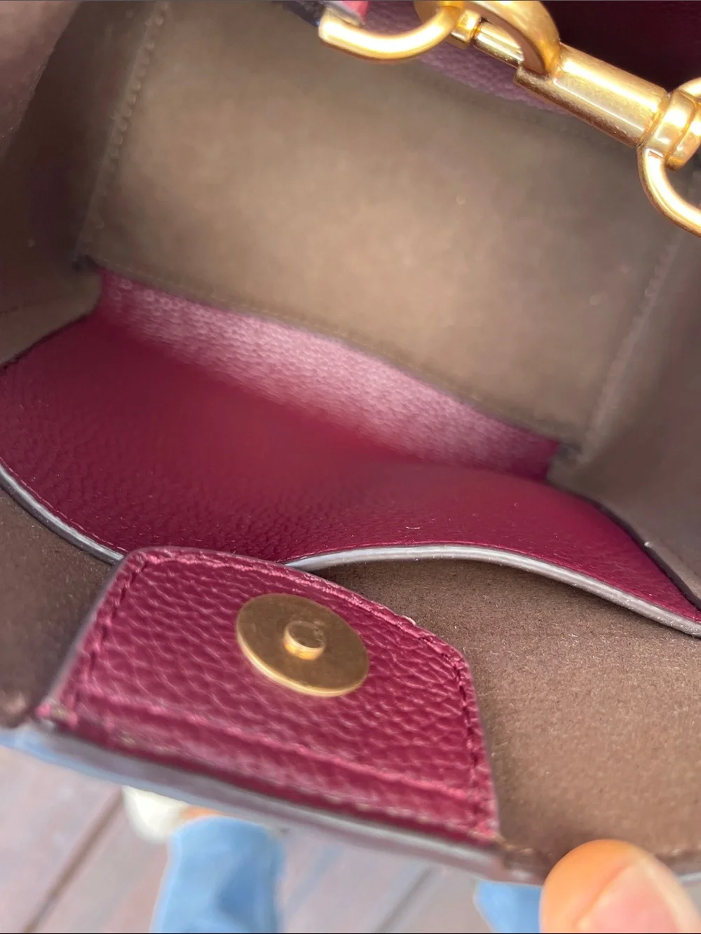 Brand new Tory Burch Burgundy and White Monogram Jacquard Bucket Crossbody